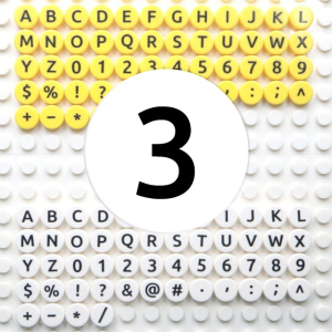 Tile - Letter - 1x1 Round - Black on White - 3 Tile - Letter - 1x1 Round - Black on White - 3